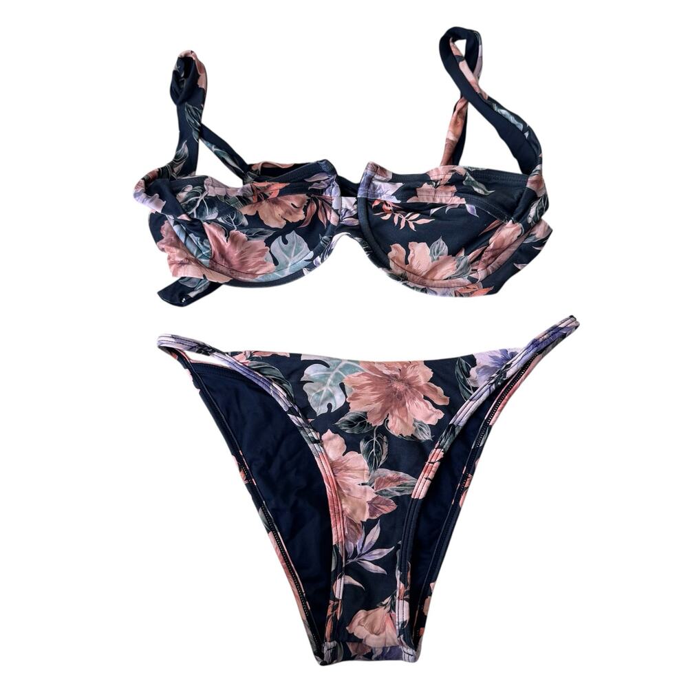 L*Space Camellia Floral Underwire Bikini Top XS and Jay Bikini Bottom M